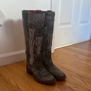 Macie Bean Red and Gray Cowboy Boots